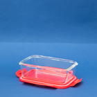 Pote De Vidro Retangular De 840ml Com Tampa Vermelha - Oikos