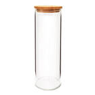 Pote De Vidro Tampa De Bambu Hermético Redondo 1,6l