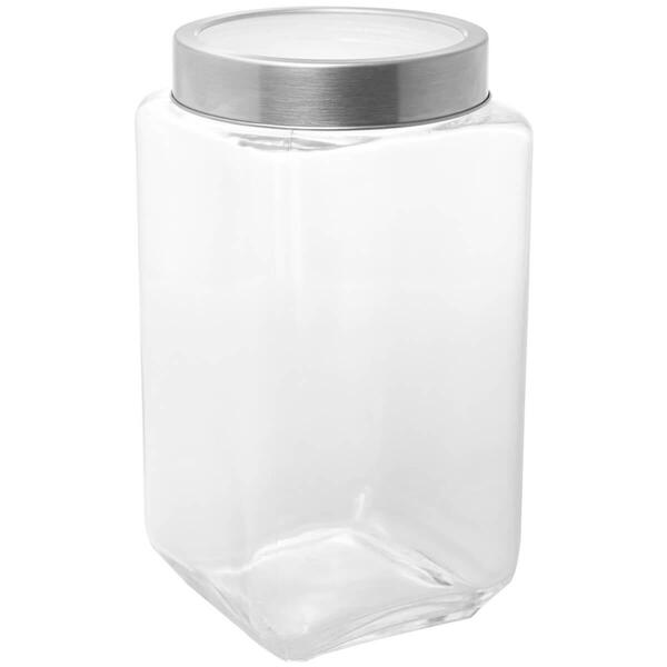 Pote De Vidro Tampa Metal Lyor Gastro 1,7l Prata Porta Mantim