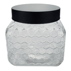 Pote De Vidro Transparente Colméia 13 Cm X 13 Cm Com Tampa Co