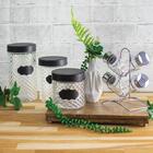 Pote De Vidro Transparente Com Etiqueta E Tampa Cor Preta 11