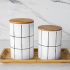 Pote Decorativo Cerâmica Tampa Bambu Turim Branco 12,5x10cm