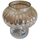 Pote Decorativo Com Tampa Em Vidro E Metal 29cm Cinza