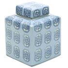 Pote Decorativo De Ceramica Azul E Branco