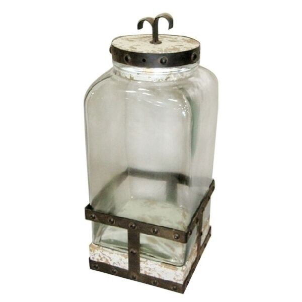 Pote Decorativo De Madeira Com Vidro