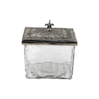 Pote Decorativo De Vidro Transparente Com Tampa De Metal Pra