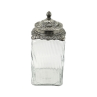 Pote Decorativo De Vidro Transparente Com Tampa De Metal Pra