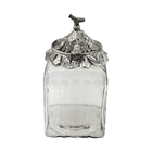 Pote Decorativo De Vidro Transparente Com Tampa De Metal Pra