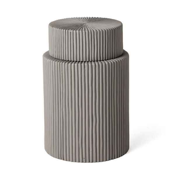 Pote Decorativo Em Cimento Cinza Com Tampa 11cm 16843 Mart