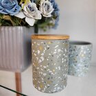 Pote Decorativo Porcelana Confete Granulado Cinza Com Tampa B