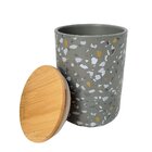 Pote Decorativo Porcelana Confete Granulado Cinza Com Tampa B