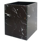Pote Decorativo Quadrado De Vidro Preto Mármore 25cm Ah0477 B