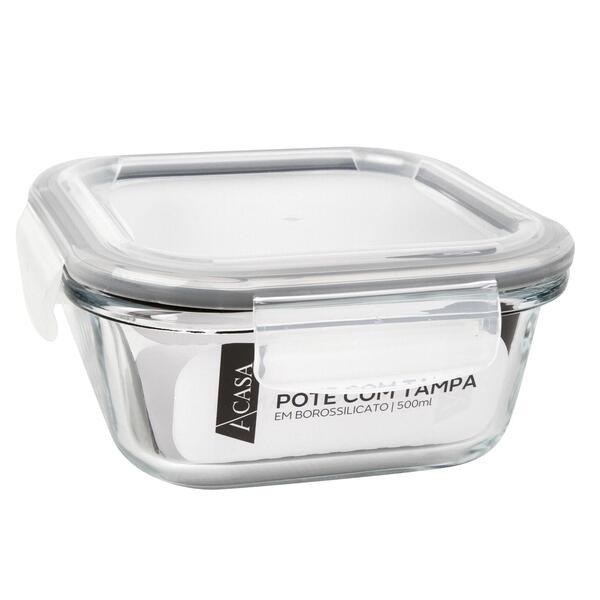 Pote Em Borossilicato 500ml Tampa Com Trava - A\casa