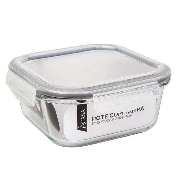 Pote Em Borossilicato 800ml Tampa Com Trava - A\casa