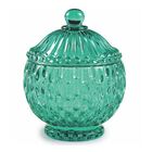 Pote Em Vidro Com Tampa Esmeralda
