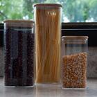 Pote Em Vidro Quadrado Com Tampa Em Bambu Hudson 21cm 1 5l Li