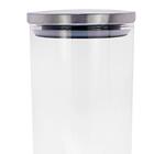 Pote Em Vidro Transparente Com Tampa 1 Litro Inox