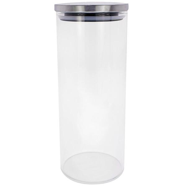 Pote Em Vidro Transparente Com Tampa 1 Litro Inox
