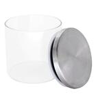 Pote Em Vidro Transparente Com Tampa 450ml Inox