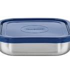 Pote Freezinox Em Aco Inox Com Tampa Plastica Azul Quadrado 1