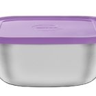 Pote Freezinox Quadrado Em Aco Inox Com Tampa Plastica Lilas