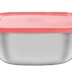 Pote Freezinox Quadrado Em Aco Inox Com Tampa Plastica Salmao