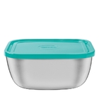 Pote Freezinox Quadrado Em Aco Inox Com Tampa Plastica Verde
