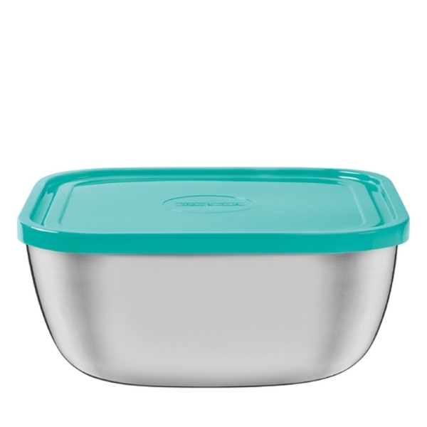 Pote Freezinox Quadrado Em Aco Inox Com Tampa Plastica Verde
