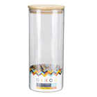 Pote Hermético 1650ml Vidro com Tampa Bambu OIKOS