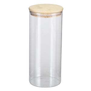 Foto de Pote Hermético 1650ml Vidro com Tampa Bambu OIKOS