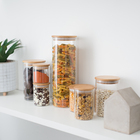 Pote Hermético 600ml Vidro com Tampa Bambu OIKOS