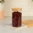 Pote Hermético 600mL Vidro com Tampa Bambu OIKOS