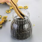 Pote Hermético Com Frisos Tampa Bambu 700ml Recipiente Vidro