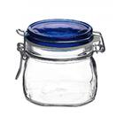 Pote Hermético Com Tampa Azul Bormioli Rocco Vidro Italiano