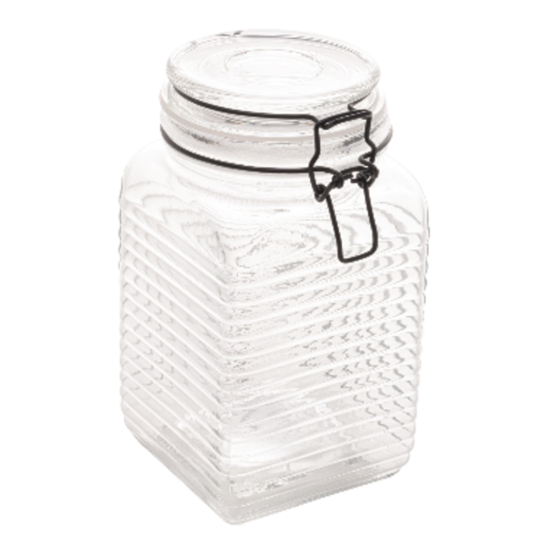 Pote Hermético De Vidro Com Fecho Em Metal Preto 1,330l - Lyor