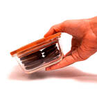 Pote Hermético De Vidro Quadrado Com Tampa De Bambu 500ml - C