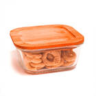 Pote Hermético De Vidro Quadrado Com Tampa De Bambu 500ml - C