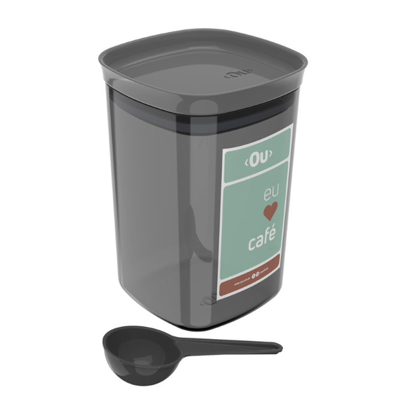 Pote Hermético Para Café Tampa Com Vedação E Colher Dosadora
