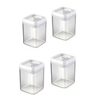 Pote Hermético Quadrado Acrílico 600 Ml - Conjunto Com 4