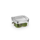 Pote Hermético Quadrado Com Tampa Cromo Fosco Vedação Tripla