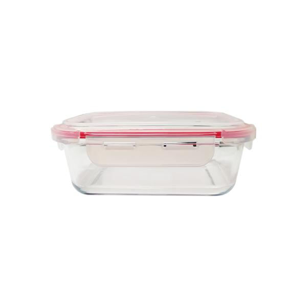 Pote Hermético Retangular Em Vidro Kenya 1 5 Litro Vermelho