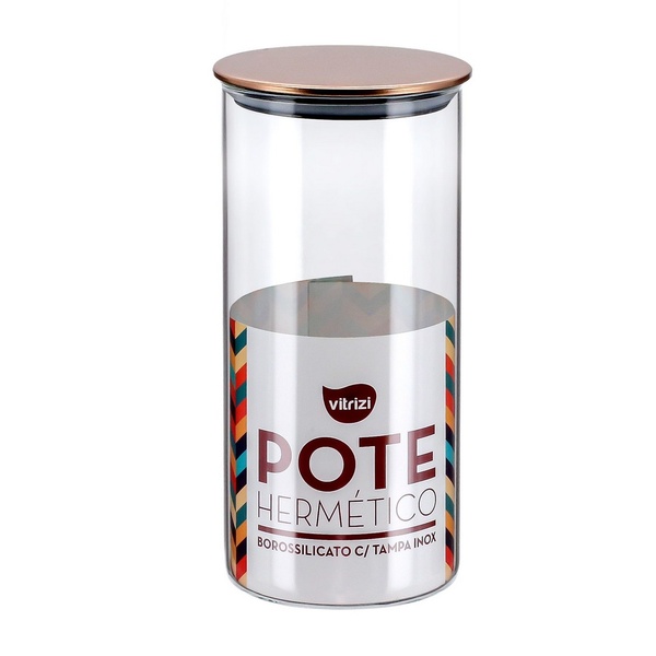 Pote Hermético Vidro  Borossilicato Tampa Inox 1,4 Litros