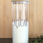 Pote Hermético Vidro E Bambu Organizador Para Açúcar Personal