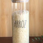 Pote Hermético Vidro E Bambu Organizador Para Arroz Personali