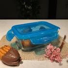 Pote Hermético Vidro Retangular Com Tampa Azul 330ml Sanremo