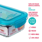 Pote Hermético Vidro Retangular Com Tampa Azul 330ml Sanremo