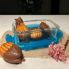 Pote Hermético Vidro Retangular Com Tampa Azul 330ml Sanremo