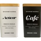 Pote Lata De Café E Açucar Quadrado Kit 2 Peças