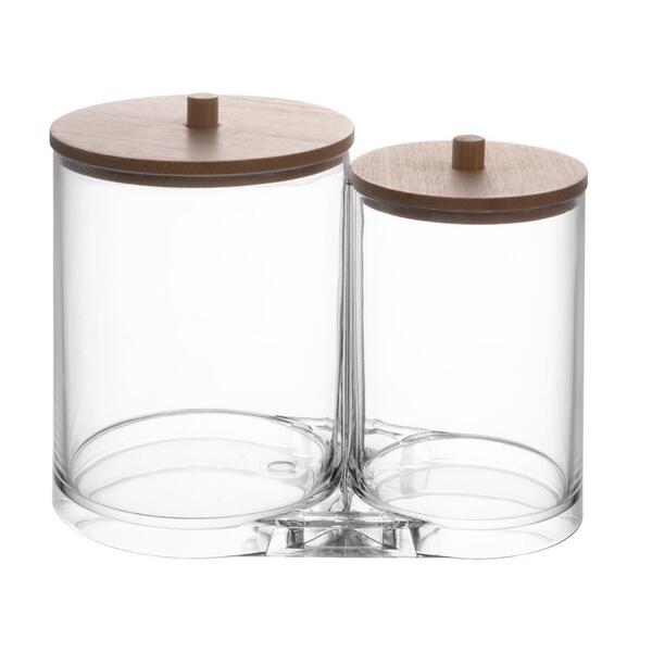 Pote Multiuso Com Tampa De Bambu My Box 15cm X 9cm X 11,5cm