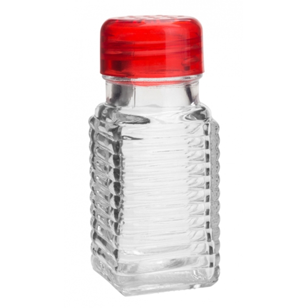 Pote P/ Temperos De Vidro Transparente C/tampa Vermelha 80ml